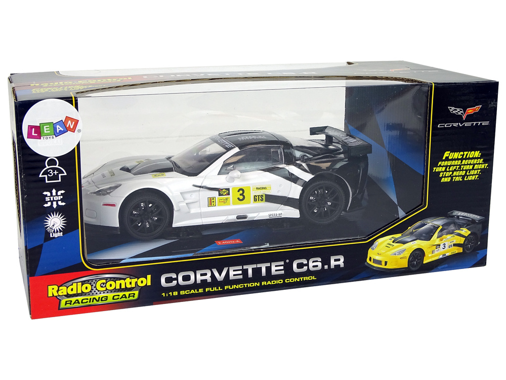 Corvette C6.R Auto RC 1:18 Białe – 2.4 GHz, Akumulator, Światła | Pilot - Image 6